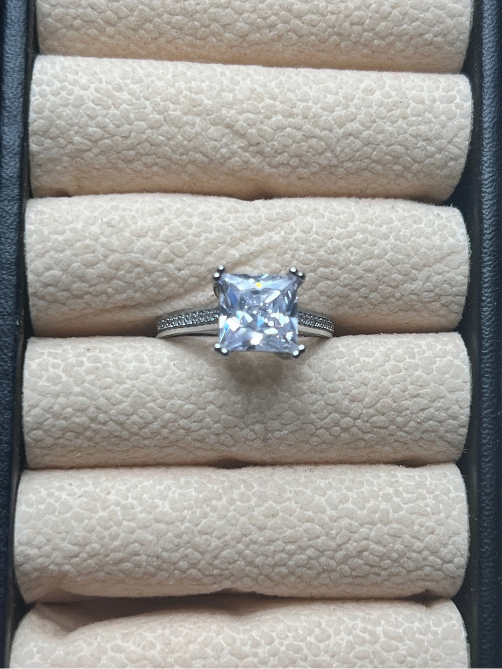 Princess-Cut Clear Stone Ring